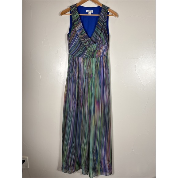 Coldwater Creek Dresses & Skirts - Coldwater Creek Sz 4 Maxi Dress Boho Striped‎ Lined Flowy Side Zip